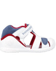 Biomecanics Biogateo White Sandal with Blue Suede Detail