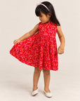 Jersey Flare Cheongsam - Red Floral Bamboo