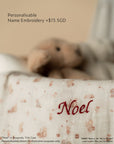 personalised name embroidery at additional $15sgd, "Noel" in burgundy title case
