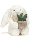 Jellycat Cream Bunny with Plant side