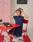 Pleated Polo Dress - Navy