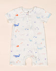Short-Sleeve Zip Romper - Colourful Sea Creatures