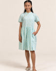 Giselle Cheongsam - Teal Plaid Tiles