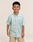 Little Man Shirt - Teal Plaid Tiles
