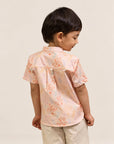 Mandarin-collared Shirt - Pink Floral Bamboo back