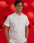 Men's Mandarin-collared Polo Tee - Zodiac Mahjong