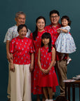 Drop Waist Cheongsam - Red Vases