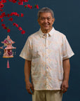Men's Shirt - Cream Floral Bamboo