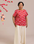 Ladies Becca Top - Red Fans
