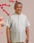 Men's Mandarin-collared Polo Tee - Blue Fans