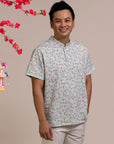 Men's Mandarin-collared Polo Tee - Blue Fans