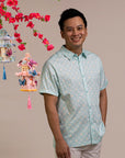 Men's Shirt - Teal Plaid Tiles