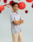 Little Man Shirt - Pink Teal Mosaic