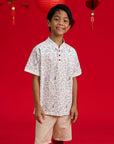 Mandarin-collared Polo Tee - Zodiac Mahjong