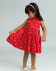 Jersey Flare Cheongsam - Red Floral Bamboo