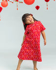 Jersey Wendy Cheongsam - Red Floral Bamboo