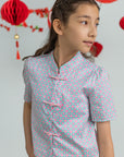 Ashley Top - Pink Teal Mosaic