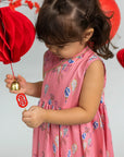Flare Cheongsam - Pink Floral Lanterns