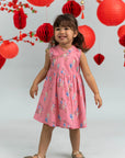 Flare Cheongsam - Pink Floral Lanterns