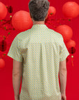 Men's Mandarin-collared Shirt - Yellow Blue Mosaic