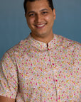 Men's Mandarin-collared Shirt - Zodiac Leaves