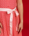 Ladies Shirly Dress - Peach Red Mosaic