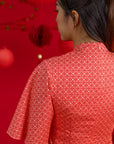 Ladies Renee Cheongsam - Peach Red Mosaic