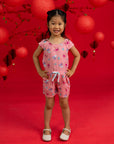 Flutter Playsuit - Pink Teapots
