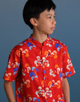 Mandarin-collared Shirt - Red Tree Songbirds
