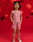 Flutter Playsuit - Pink Teapots