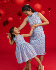 Ladies Mini Harper Cheongsam/Jersey Luna Cheongsam - Blue Lucky Bamboo