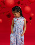 Jersey Luna Cheongsam - Blue Lucky Bamboo