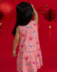 Sleeveless Dress - Pink Teapots