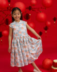 Twirly Cheongsam - Teal Lotus