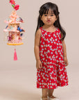 Sleeveless Dress - Red Fans