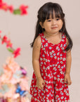 Sleeveless Dress - Red Fans