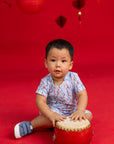 Short-sleeve Romper - Blue Lucky Bamboo