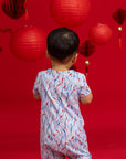Short-sleeve Romper - Blue Lucky Bamboo