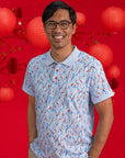 Men's Polo Tee - Blue Lucky Bamboo