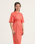 Ladies Renee Cheongsam - Peach Red Mosaic