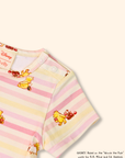Classic Pooh baby onesie in pink with harvest print, soft cotton fabric