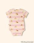 Short-Sleeve Onesie - Pink Stripes Pooh