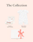 baby gift set include personalisable bamboo muslin swaddle and short sleeve zip romper