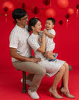 Full family matching set in Zodiac Mahjong print by Elly for Lunar New Year.