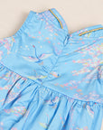 Flare Cheongsam - Blue Cranes