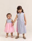Flare Tulle Cheongsam - Pink Teal Mosaic pair