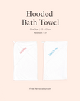 Personalised hooded baby towels with embroidered names in pink and blue