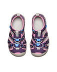 Two Daisies Marina patterned KEEN sandals displayed together, showing the consistent floral motif and durable pink accents.