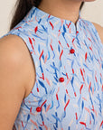 Ladies Mini Harper Cheongsam - Blue Lucky Bamboo