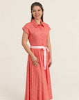 Ladies Shirly Dress - Peach Red Mosaic
